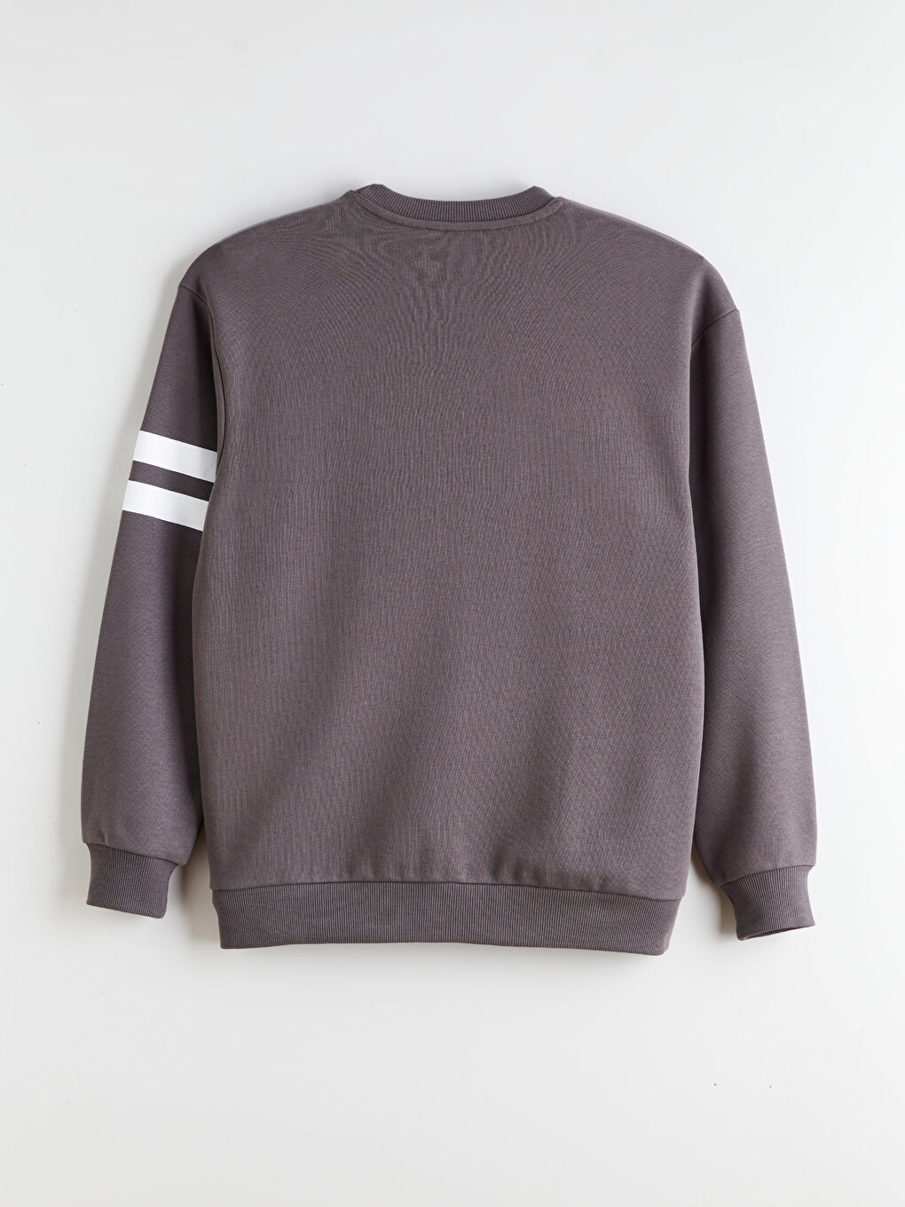 Gri Bisiklet Yaka One Piece Baskılı Erkek Sweatshirt-5