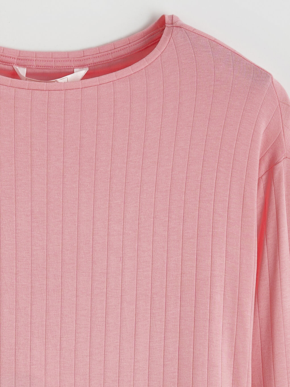 Pembe Bisiklet Yaka Kadın Pijama Üstü-1