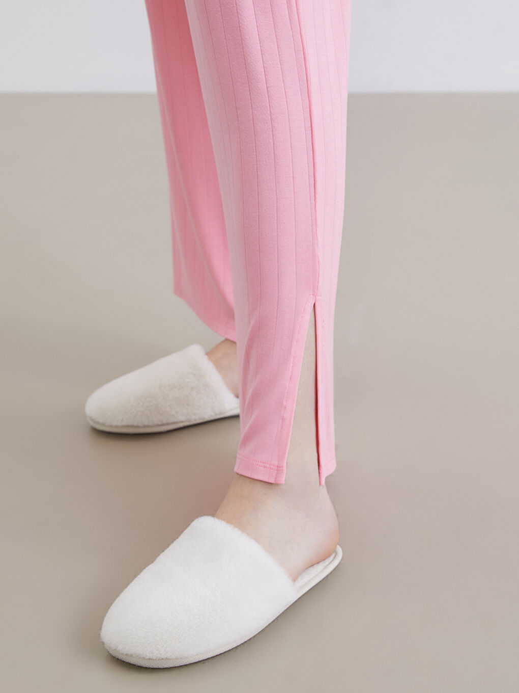 Pembe Bisiklet Yaka Kadın Pijama Takımı-3