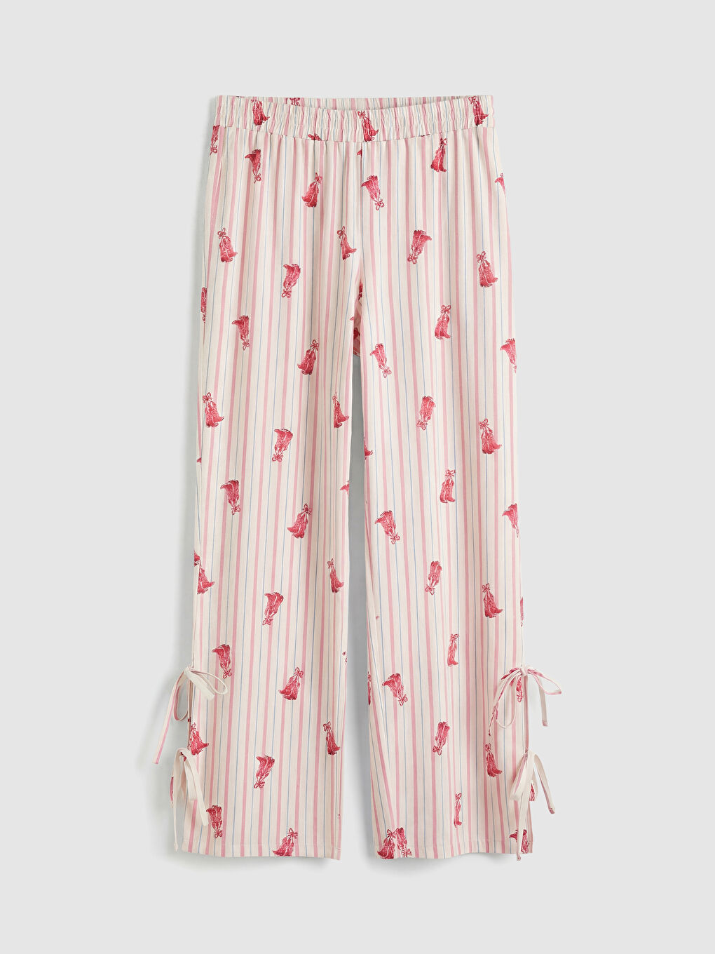 Ekru Gömlek Yaka Desenli Kadın Pijama Takım-7