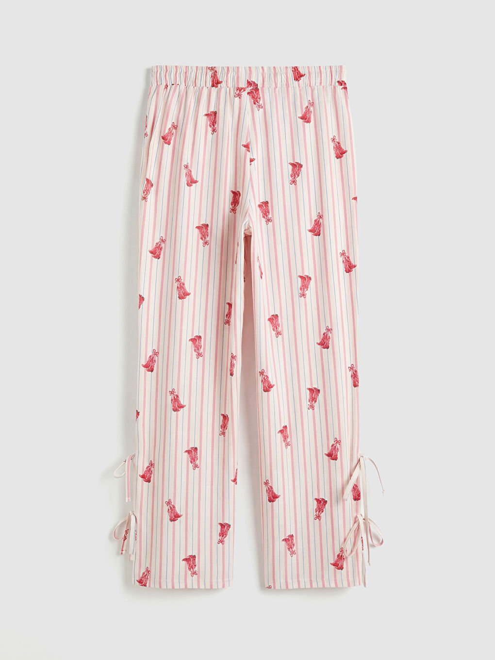 Ekru Gömlek Yaka Desenli Kadın Pijama Takım-8