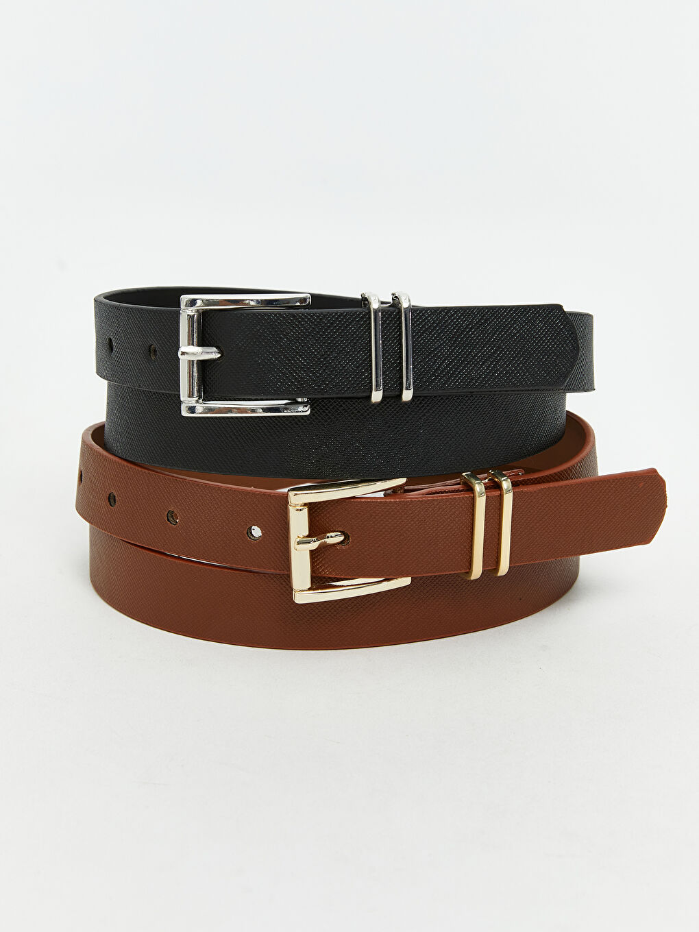 Faux Leather Women's Belt 2 Pack