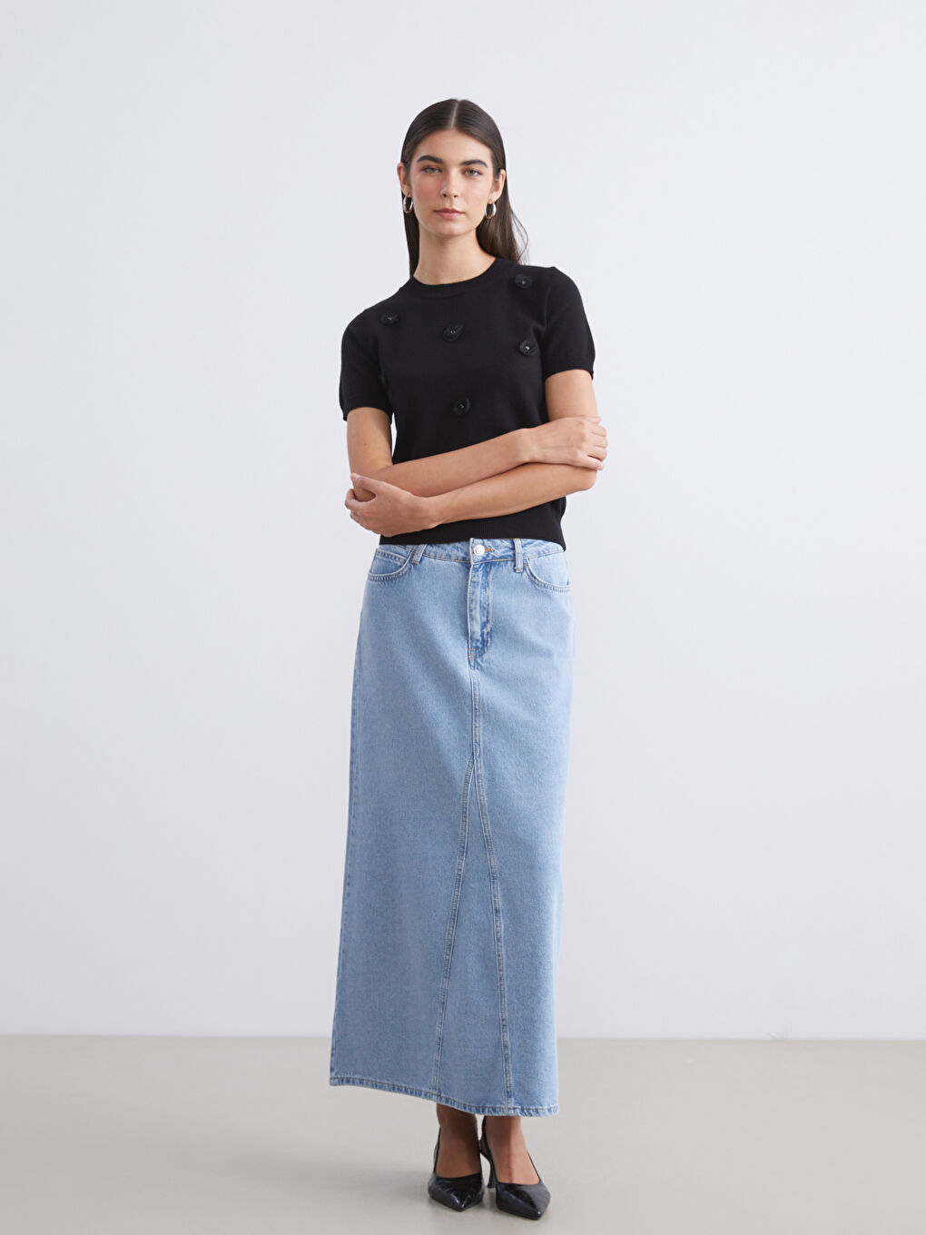 Regular Fit Denim Skirt