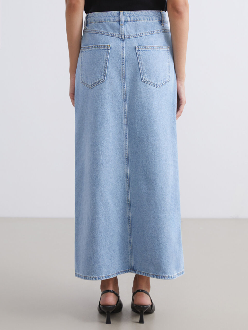 Regular Fit Denim Skirt-3