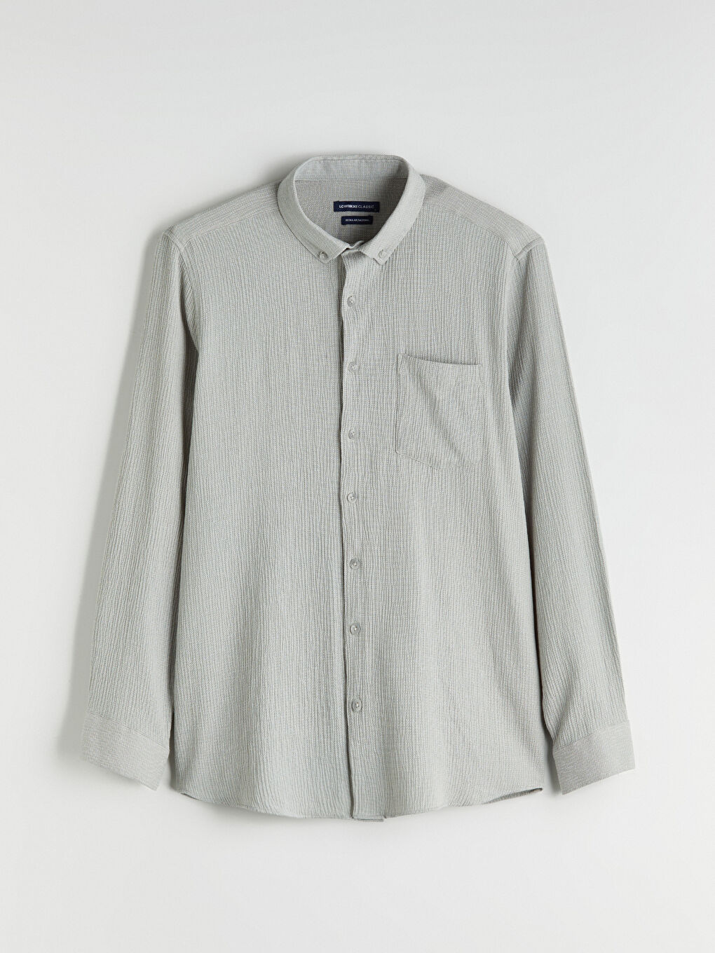 Yeşil Regular Fit Uzun Kollu Armürlü Erkek Gömlek-4