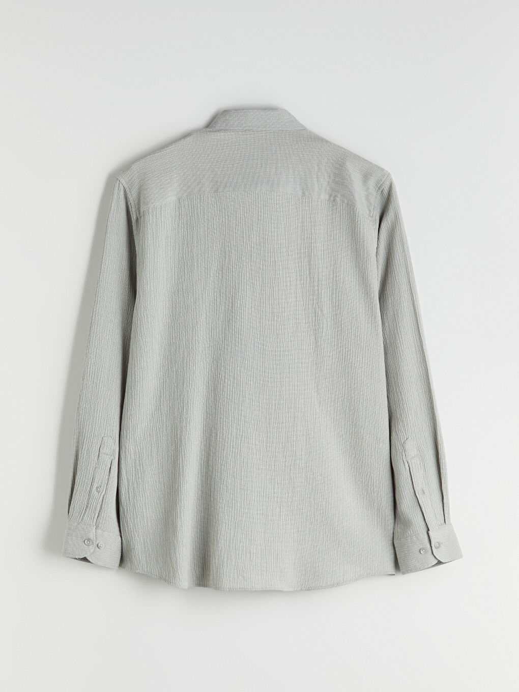 Yeşil Regular Fit Uzun Kollu Armürlü Erkek Gömlek-5