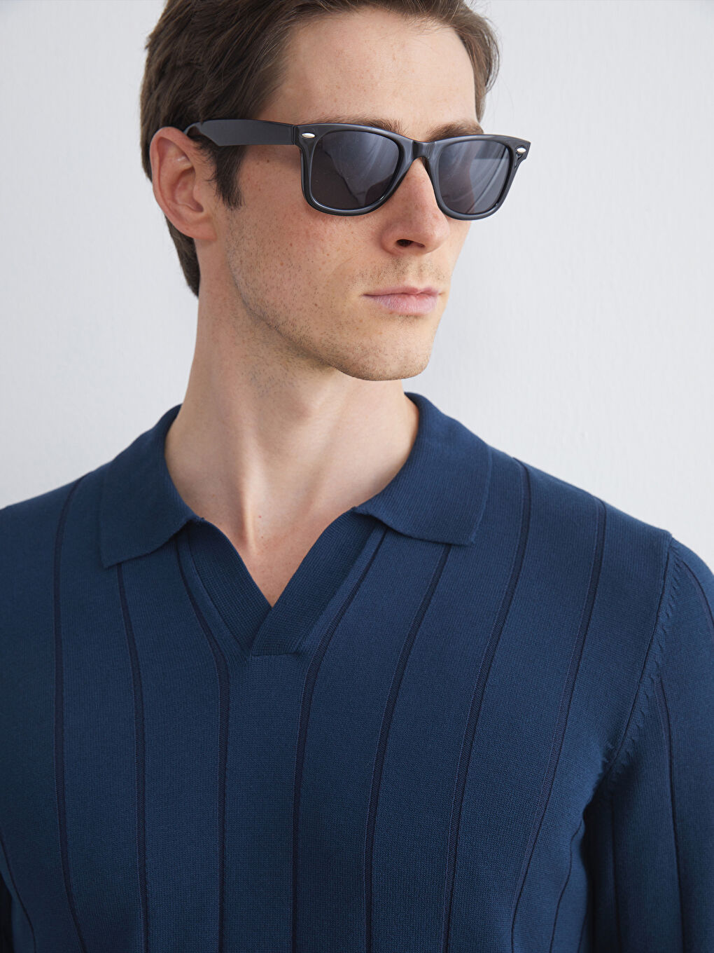 İndigo Polo Yaka Erkek Triko Kazak-2