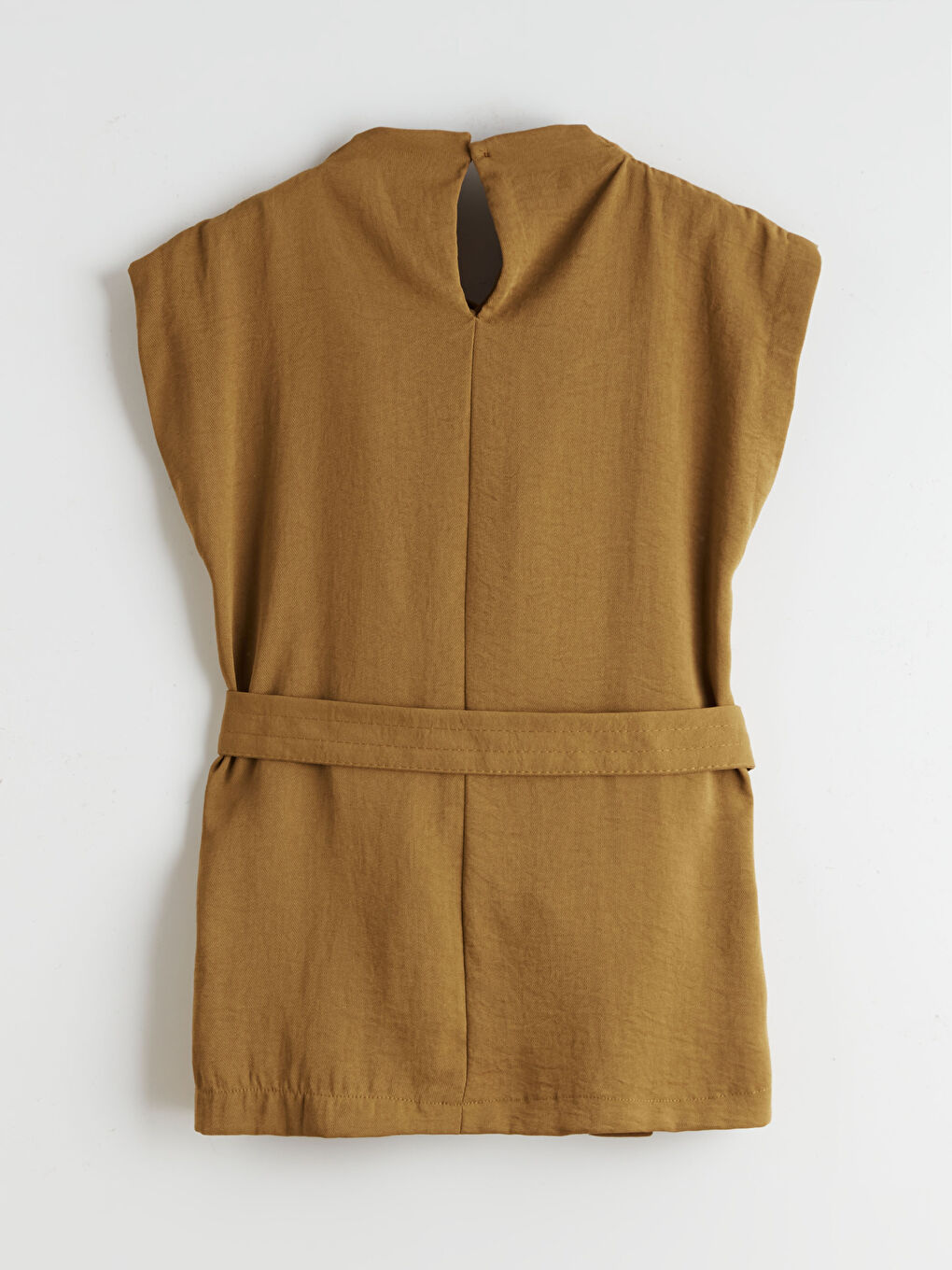 Kahverengi Dökümlü Yaka Büzgülü Bluz-6