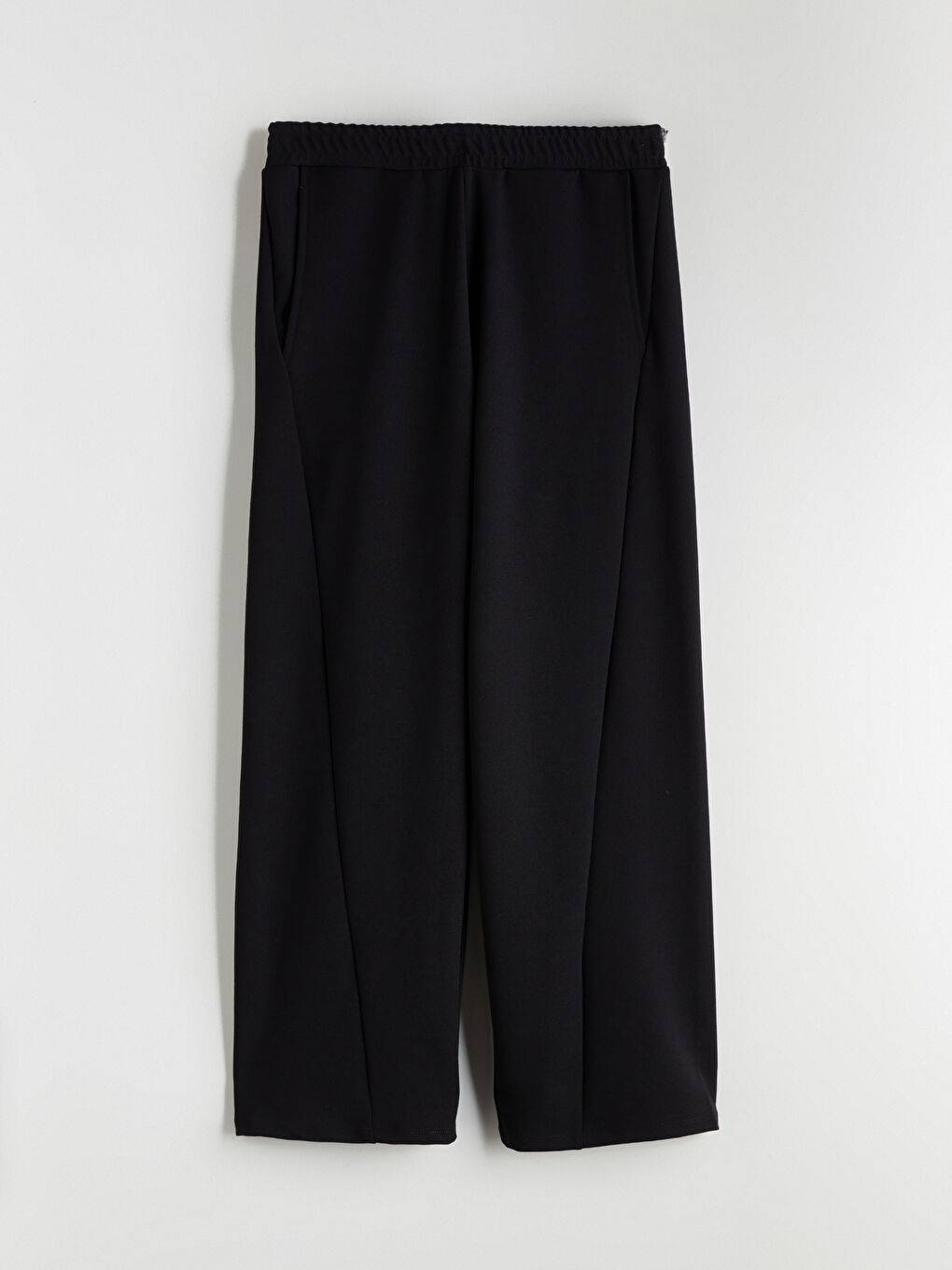 Siyah Beli Lastikli Geniş Paça Kadın Pantolon-6