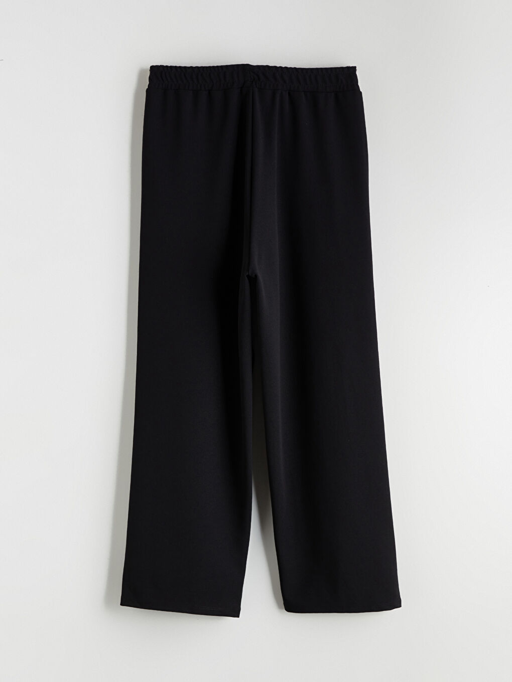 Siyah Beli Lastikli Geniş Paça Kadın Pantolon-7