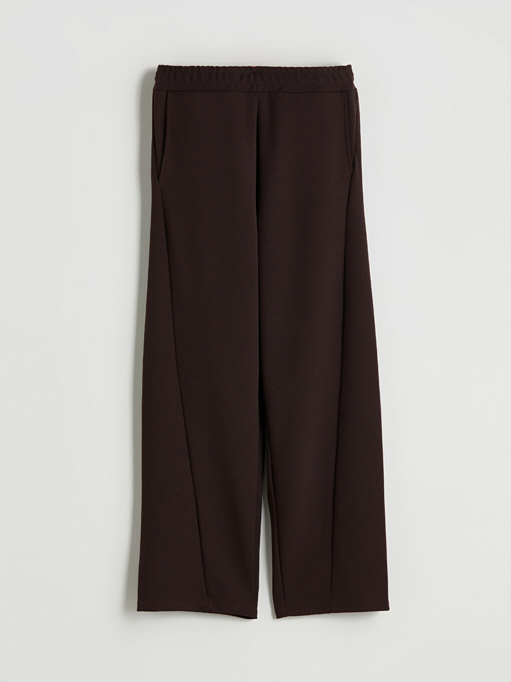 Kahverengi Beli Lastikli Geniş Paça Kadın Pantolon-7