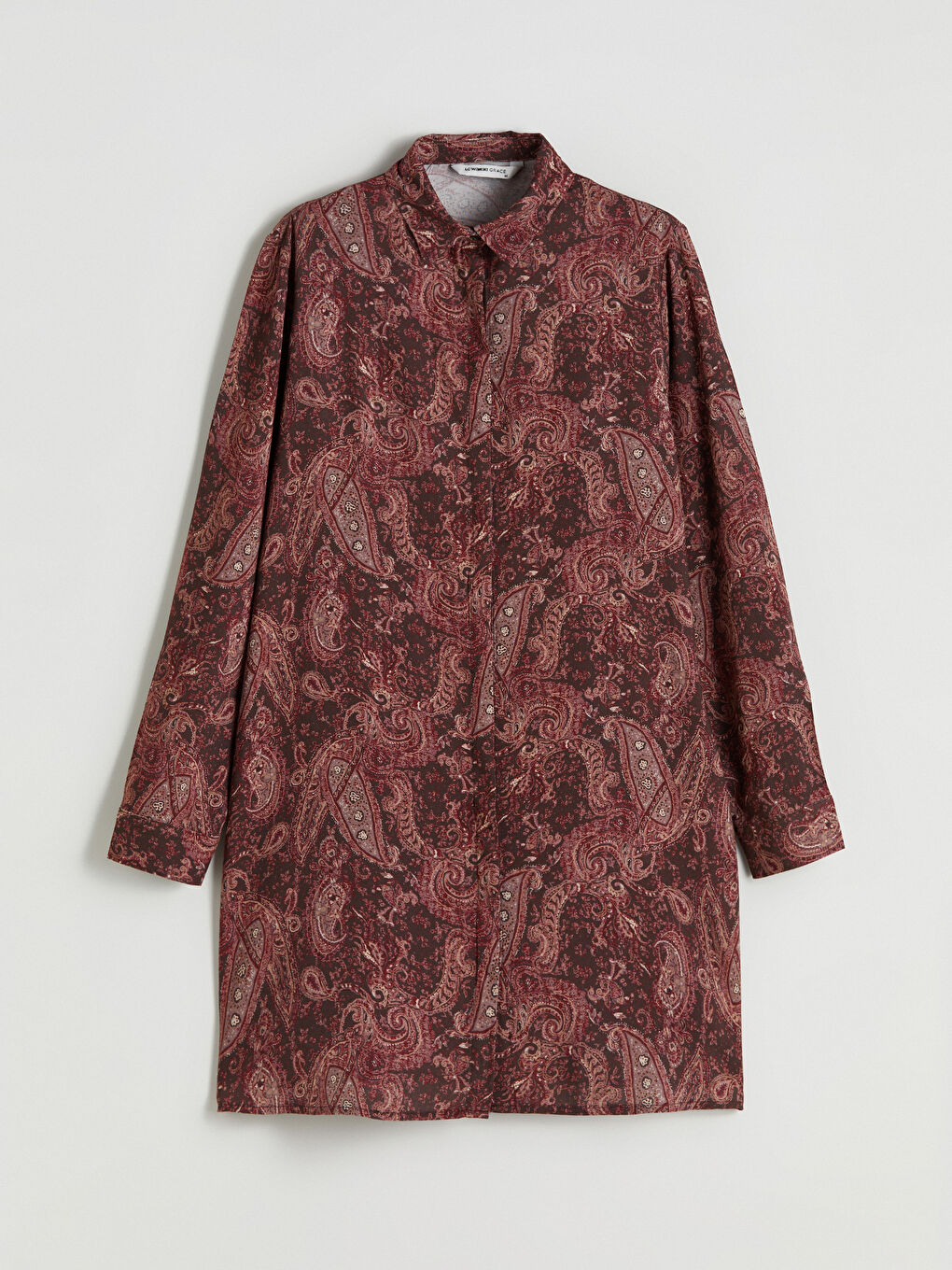 Kahverengi Desenli Kadın Gömlek Tunik-4