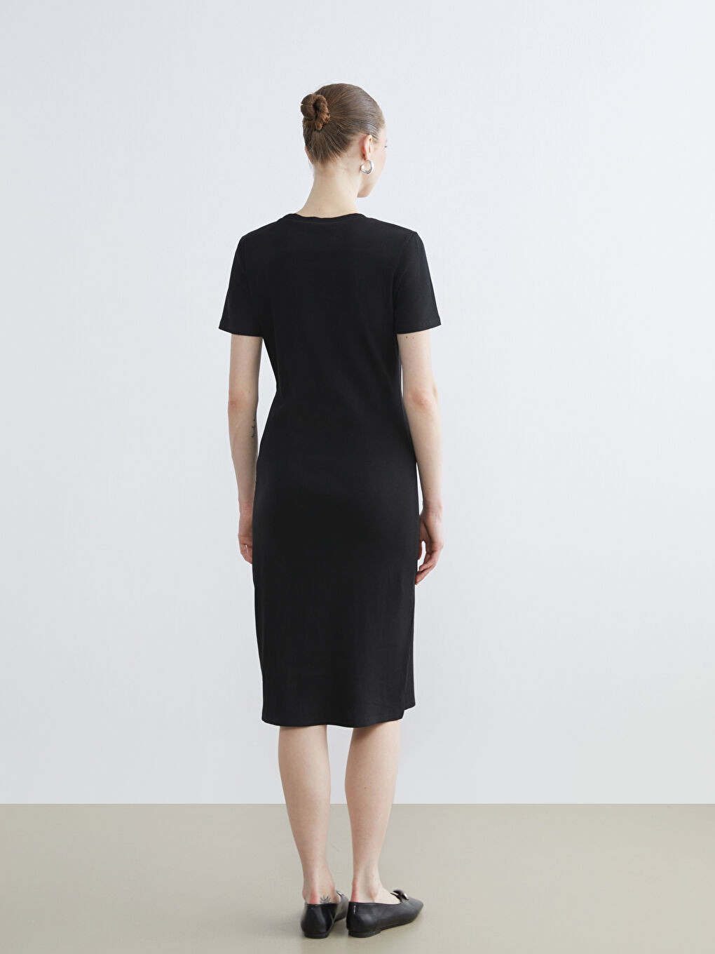 Crew Neck Women's T-Shirt Dress-3