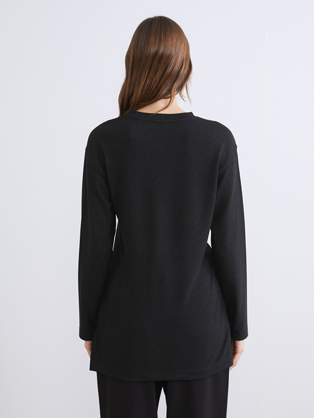 Siyah Bisiklet Yaka Büzgülü Kadın Tunik-4
