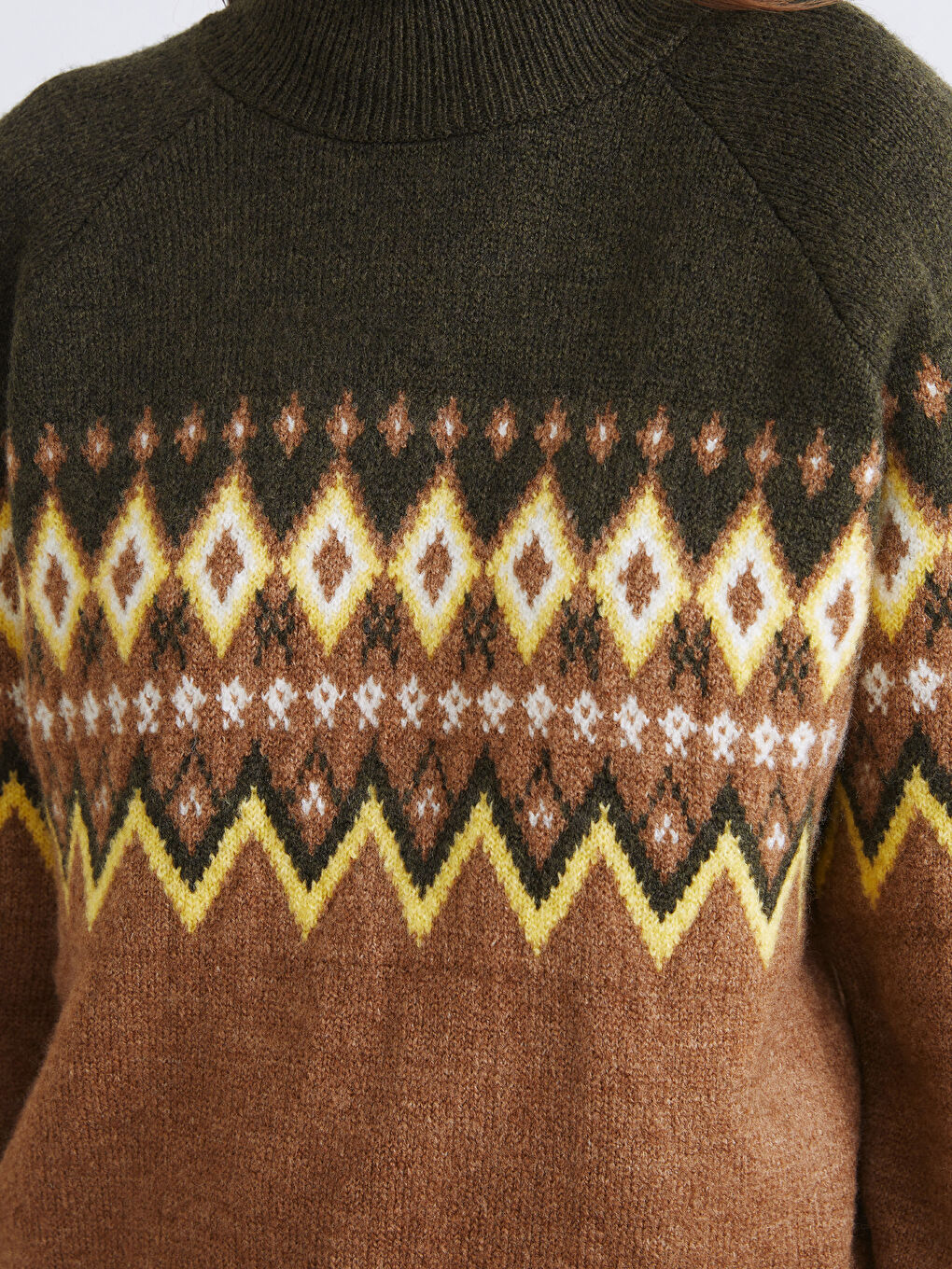 Mock Turtleneck Patterned Women's Knitwear Sweater-2