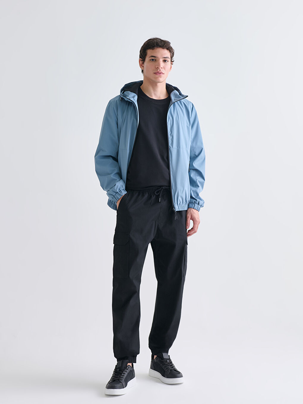 Siyah Standart Kalıp Erkek Kargo Pantolon