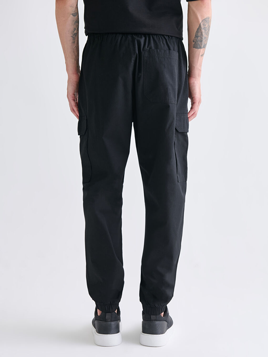 Siyah Standart Kalıp Erkek Kargo Pantolon-3