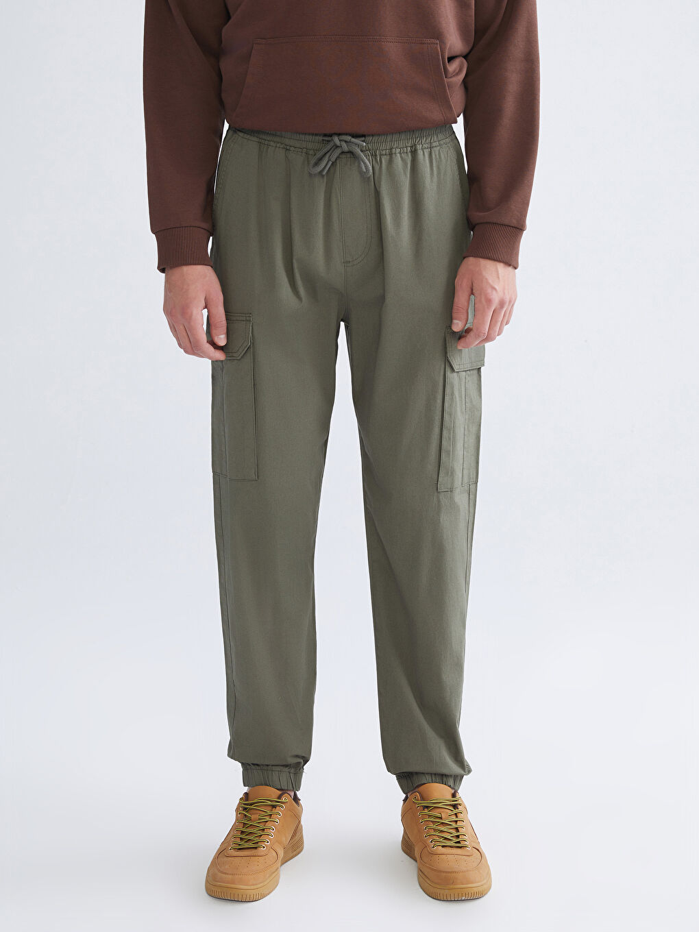 Haki Standart Kalıp Erkek Kargo Pantolon-1