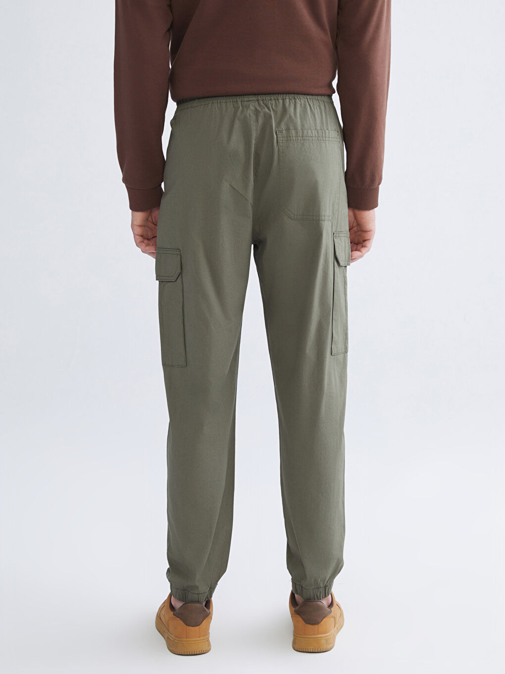 Haki Standart Kalıp Erkek Kargo Pantolon-3