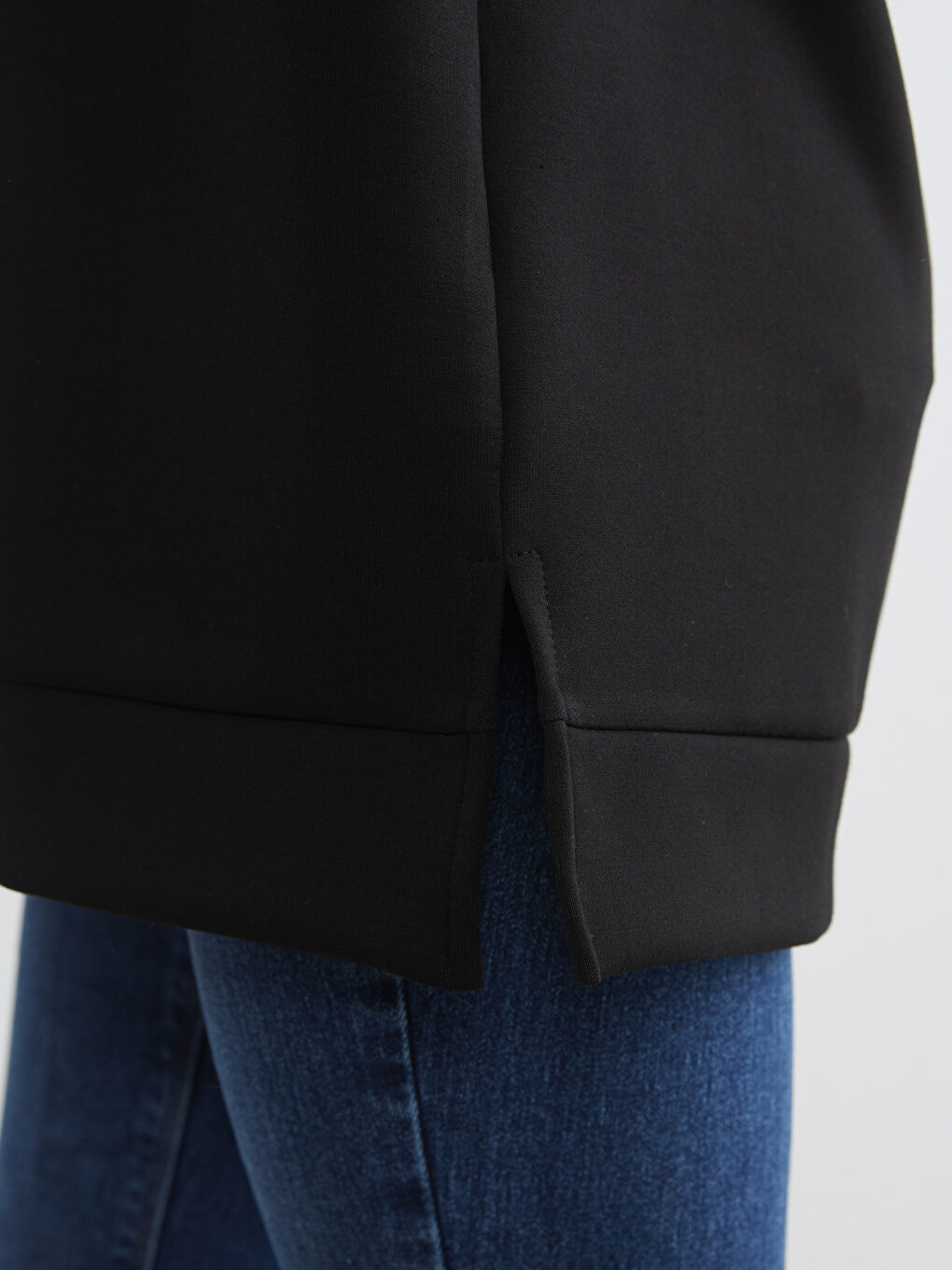 Siyah Bisiklet Yaka Kadın Sweatshirt Tunik-3