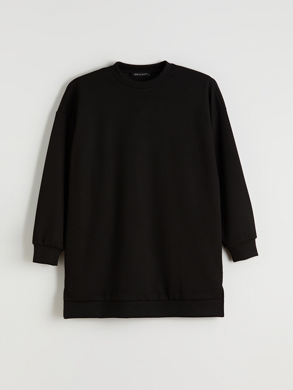 Siyah Bisiklet Yaka Kadın Sweatshirt Tunik-6