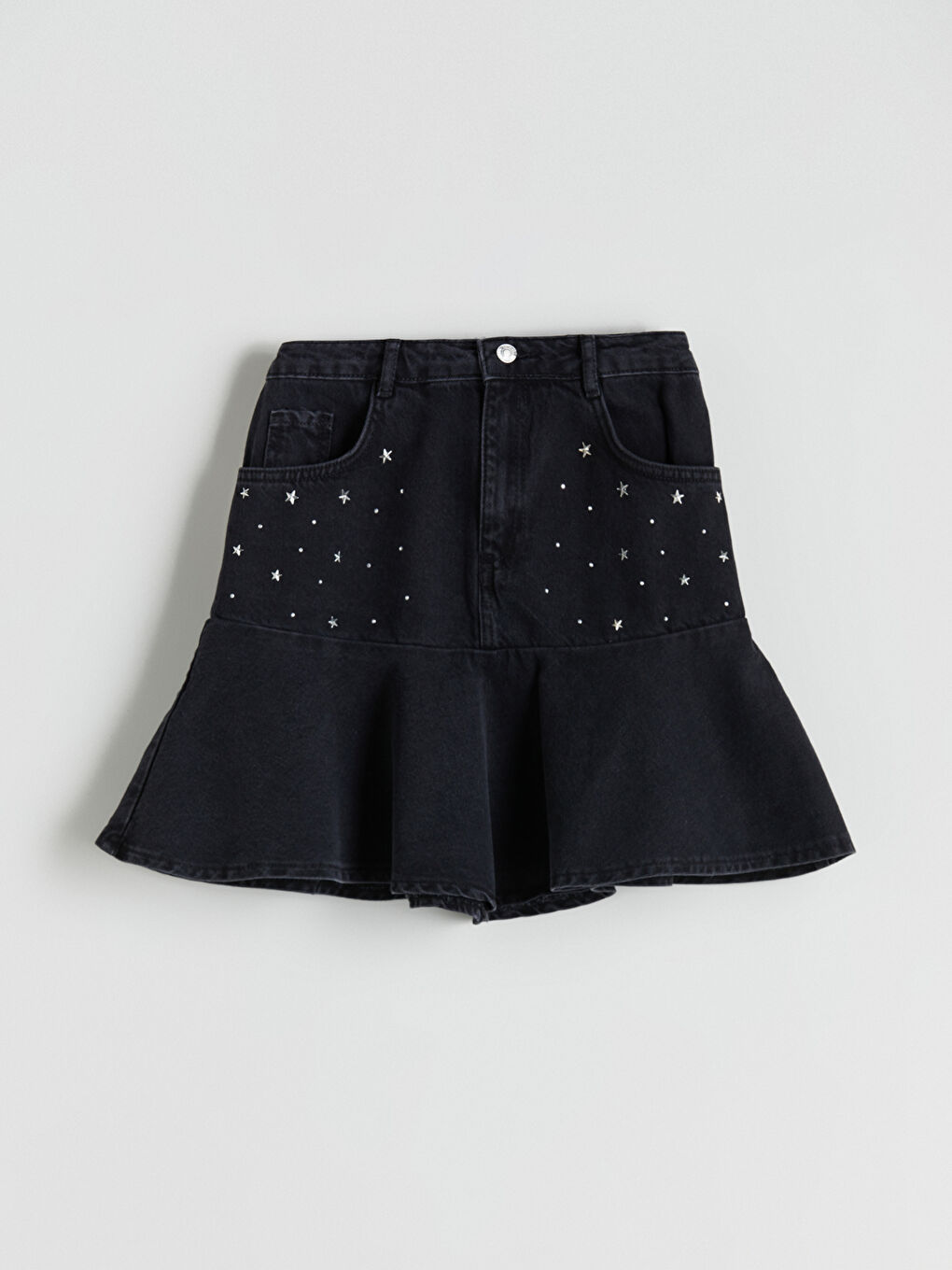 Siyah Taşlı Kız Çocuk Jean Etek