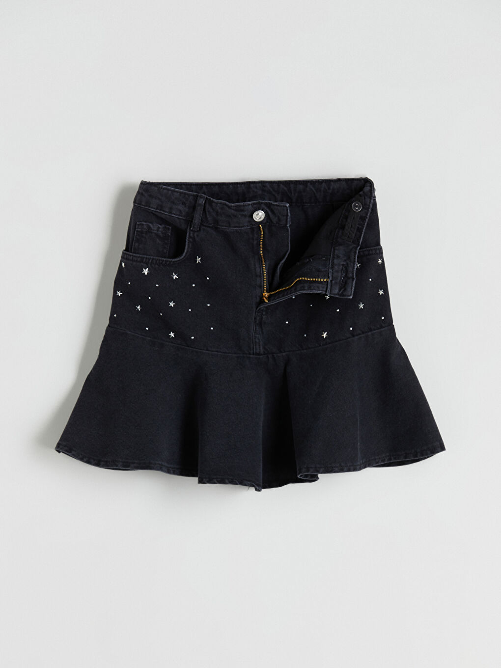 Siyah Taşlı Kız Çocuk Jean Etek-2