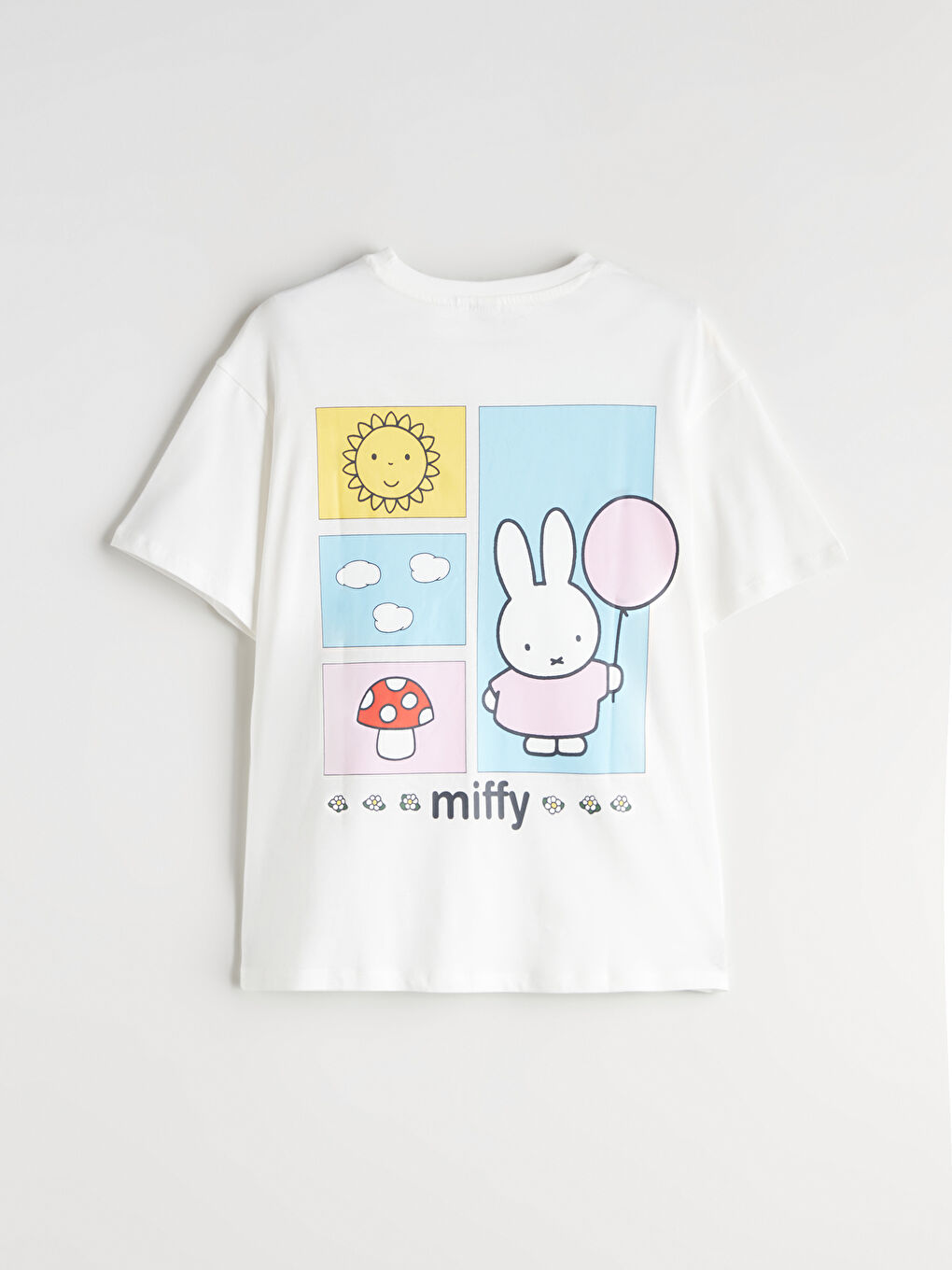 Ekru Bisiklet Yaka Baskılı Kız Çocuk Tişört-4