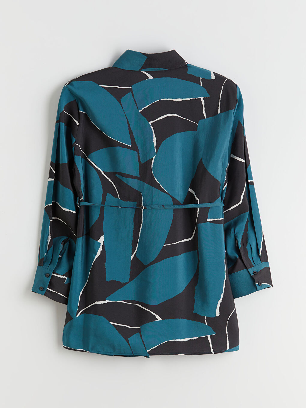 Yeşil Modal Karışımlı Desenli Kadın Gömlek Tunik-5