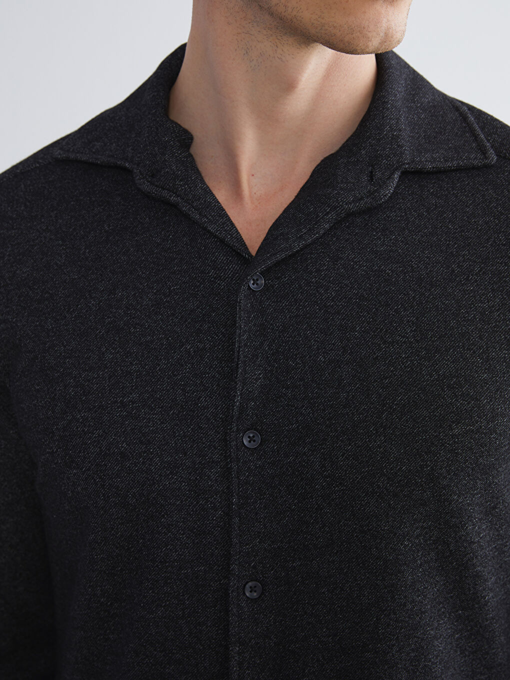 Antrasit Dar Kalıp Uzun Kollu Erkek Gömlek-2