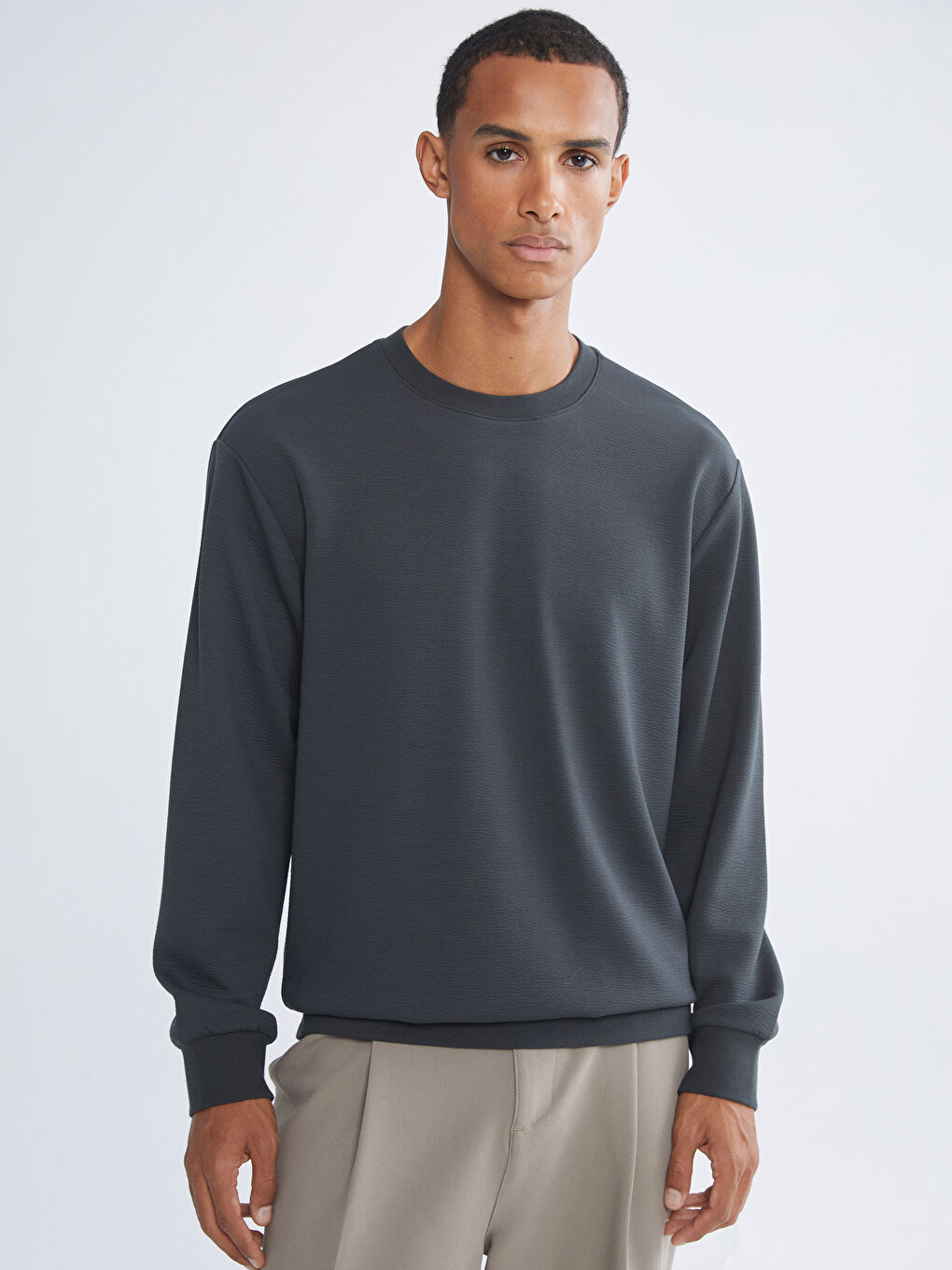 Yeşil Bisiklet Yaka Erkek Sweatshirt