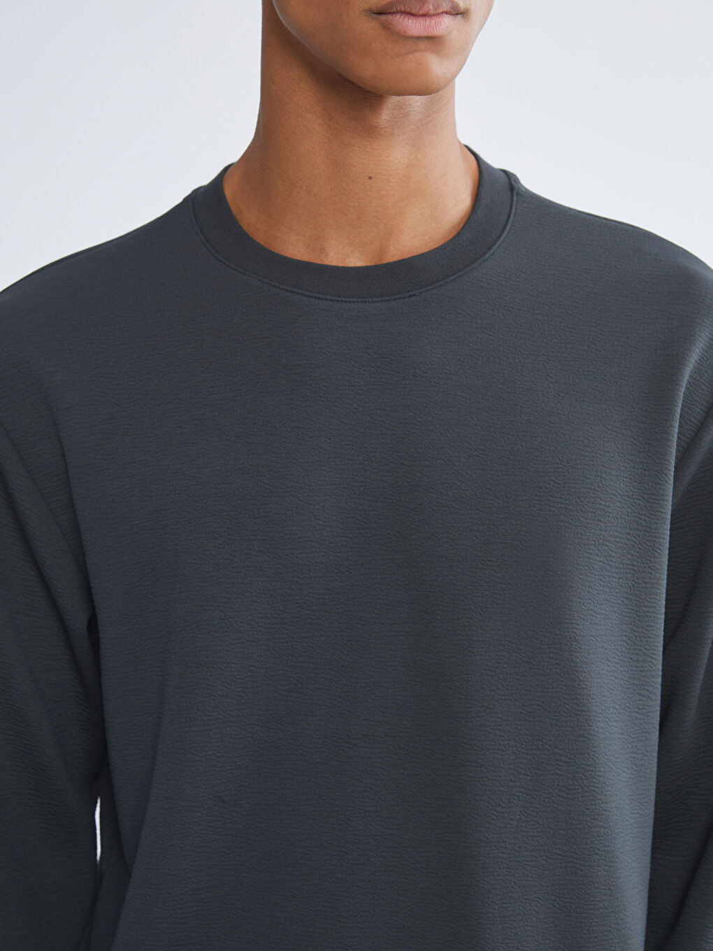 Yeşil Bisiklet Yaka Erkek Sweatshirt-2