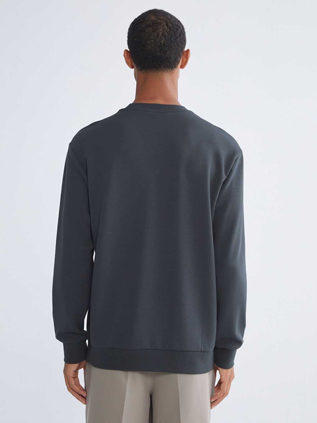 Yeşil Bisiklet Yaka Erkek Sweatshirt-3