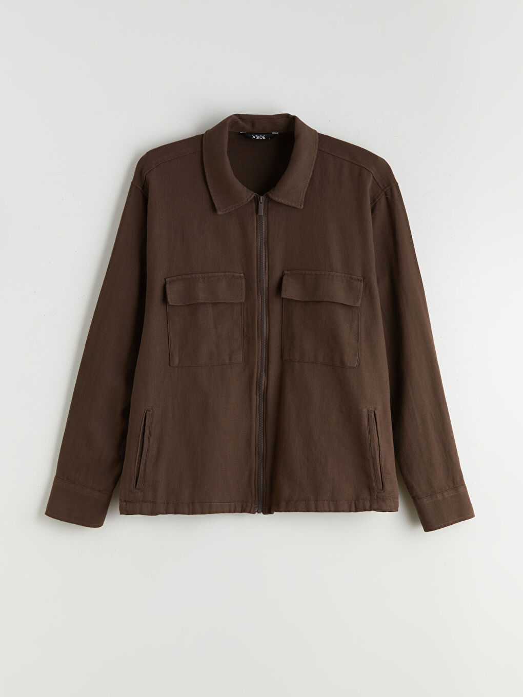 Kahverengi Rahat Kalıp Uzun Kollu Erkek Gömlek Ceket-5