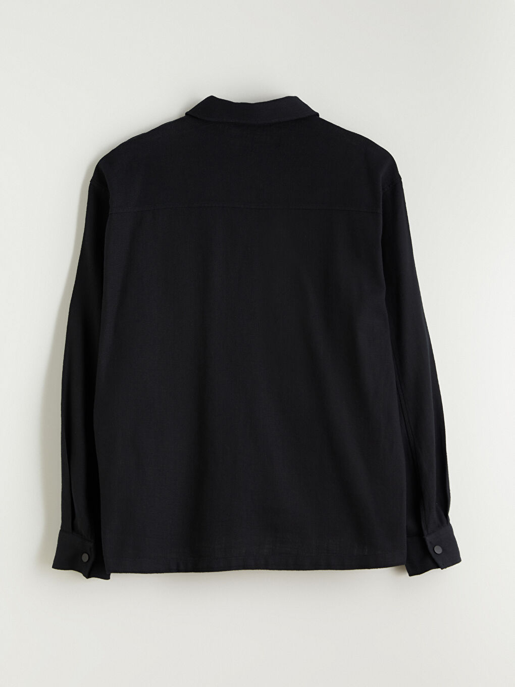 Siyah Rahat Kalıp Uzun Kollu Erkek Gömlek Ceket-7