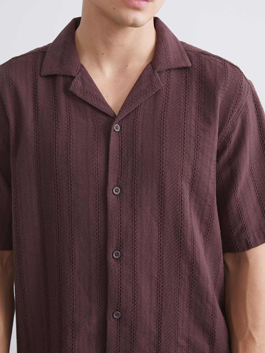 Mürdüm Regular Fit Resort Yaka Kısa Kollu Erkek Gömlek-2