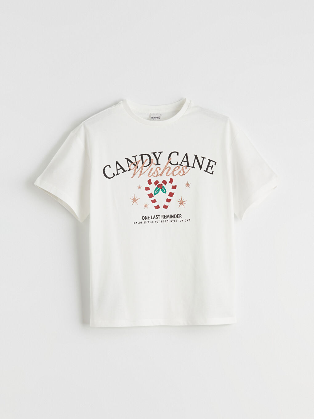 Ekru Bisiklet Yaka Kız Çocuk Tişört