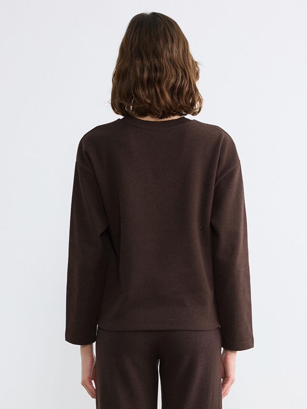 Pull-over en Tricot à Col Rond pour Femmes-3