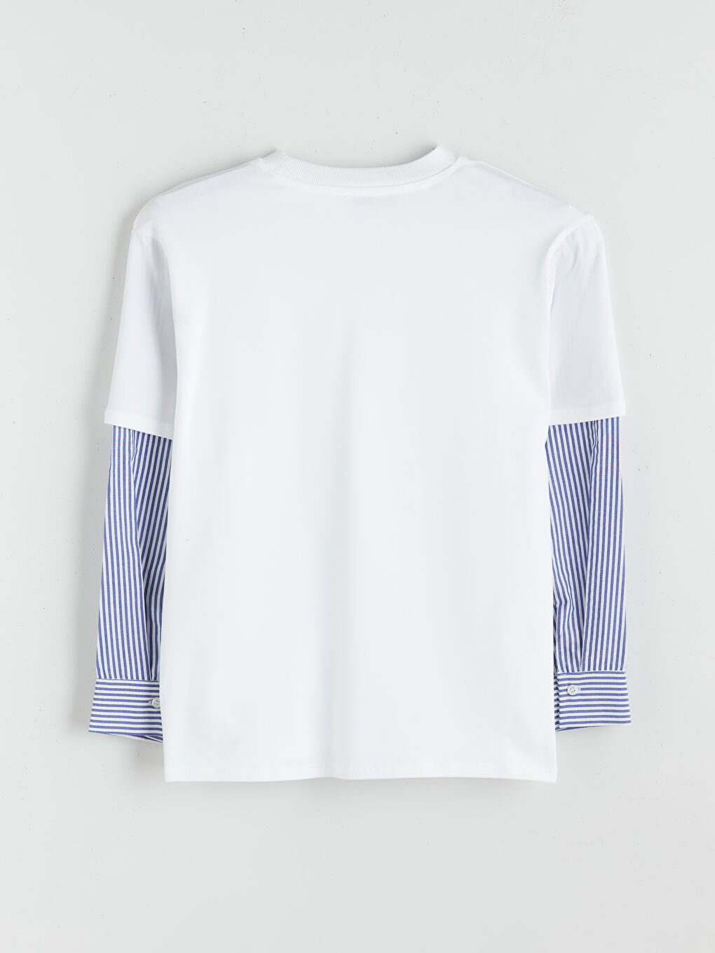 Ekru Bisiklet Yaka Çizgili Kadın Sweatshirt Tunik-5