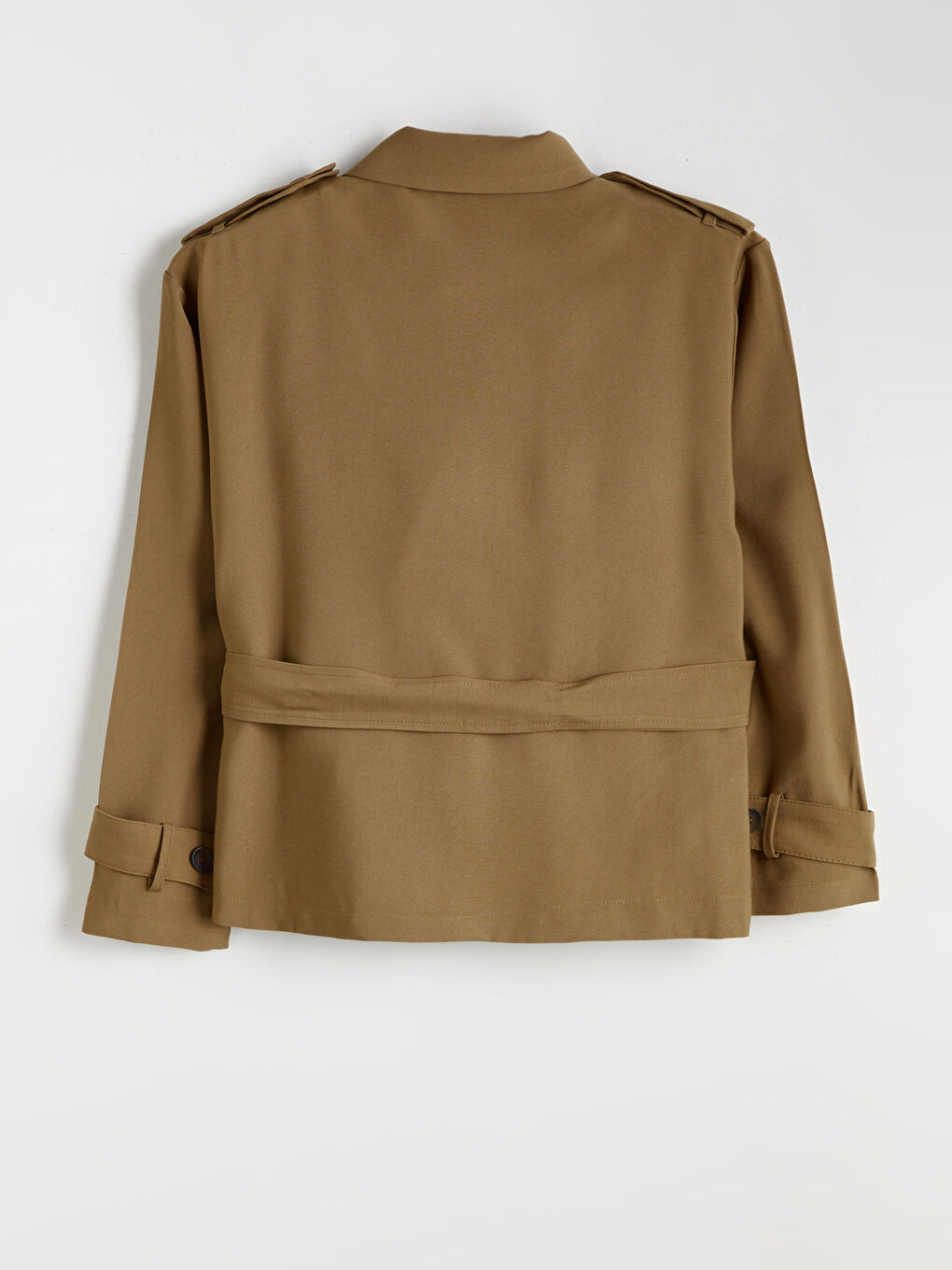 Kahverengi Gömlek Yaka Oversize Kadın Ceket-7