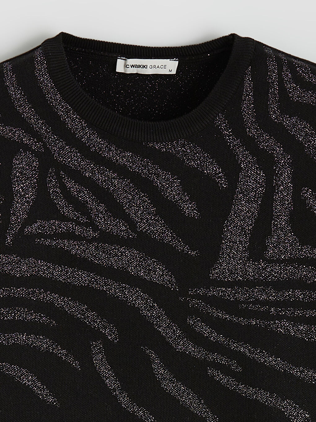 Džemper od trikotaže sa okruglim izrezom i uzorkom za žene-5