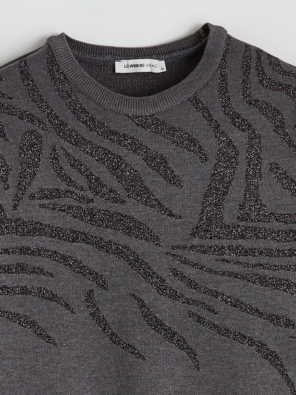 Свитер из трикотажа с узором и круглым вырезом для женщин-5