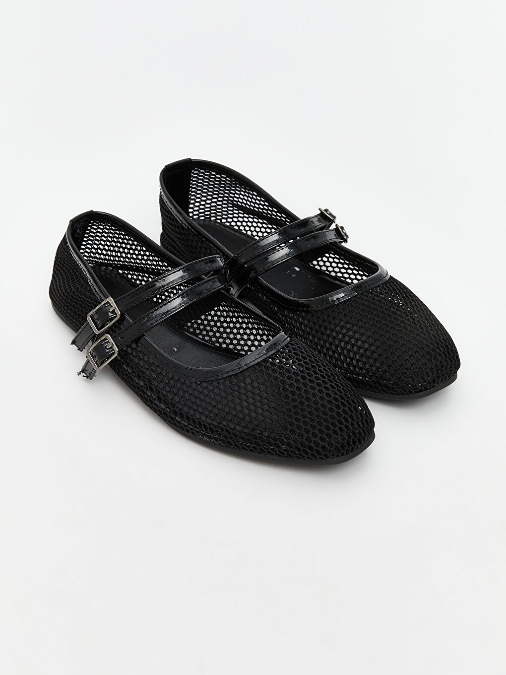 Siyah File Detaylı Kadın Babet Ayakkabı