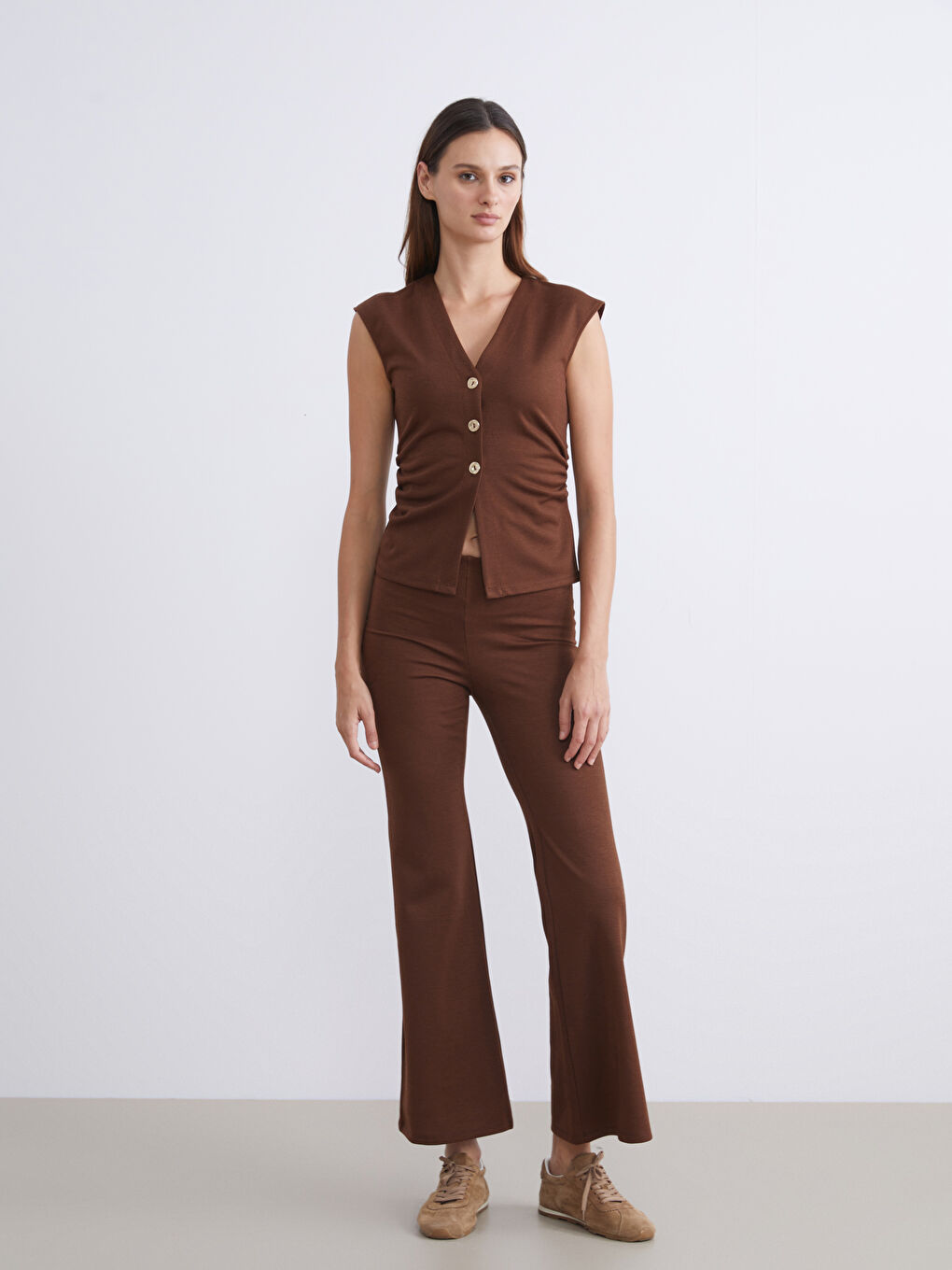 Woman BROWN Suit Waistcoat-1