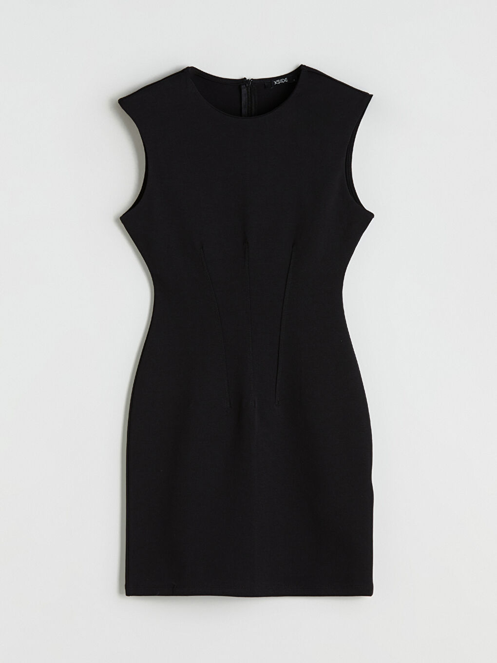 Siyah Bisiklet Yaka Mini Elbise-4