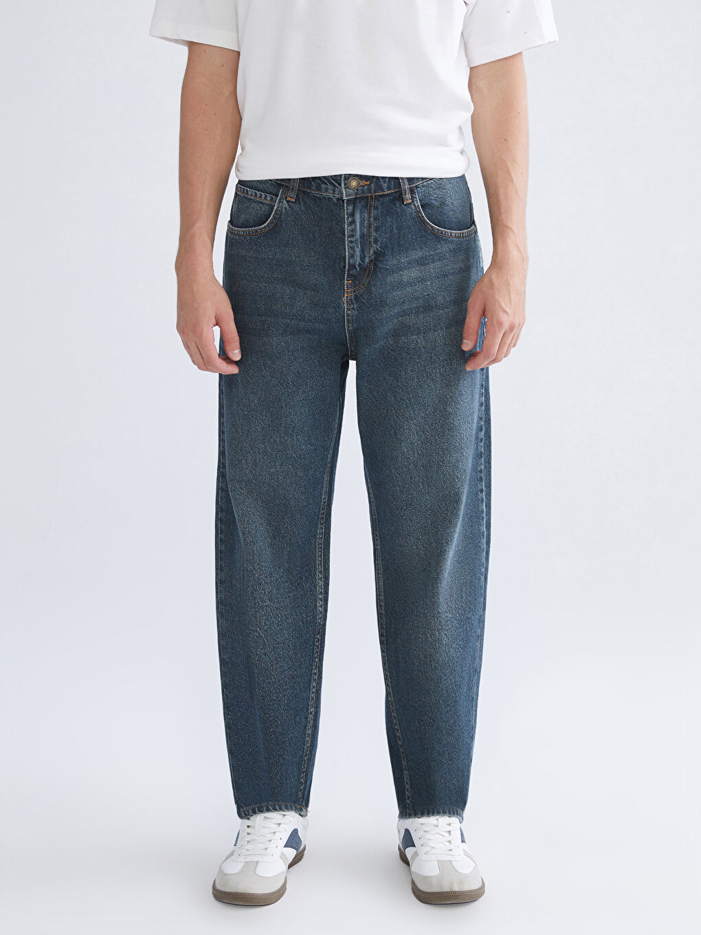 Yeşil Baggy Fit Erkek Jean Pantolon-1