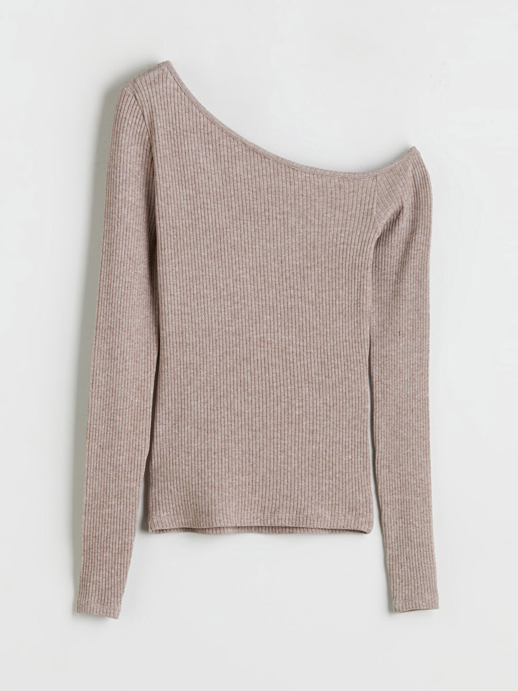 Bej Kayık Yaka Dokulu Kadın Body-5