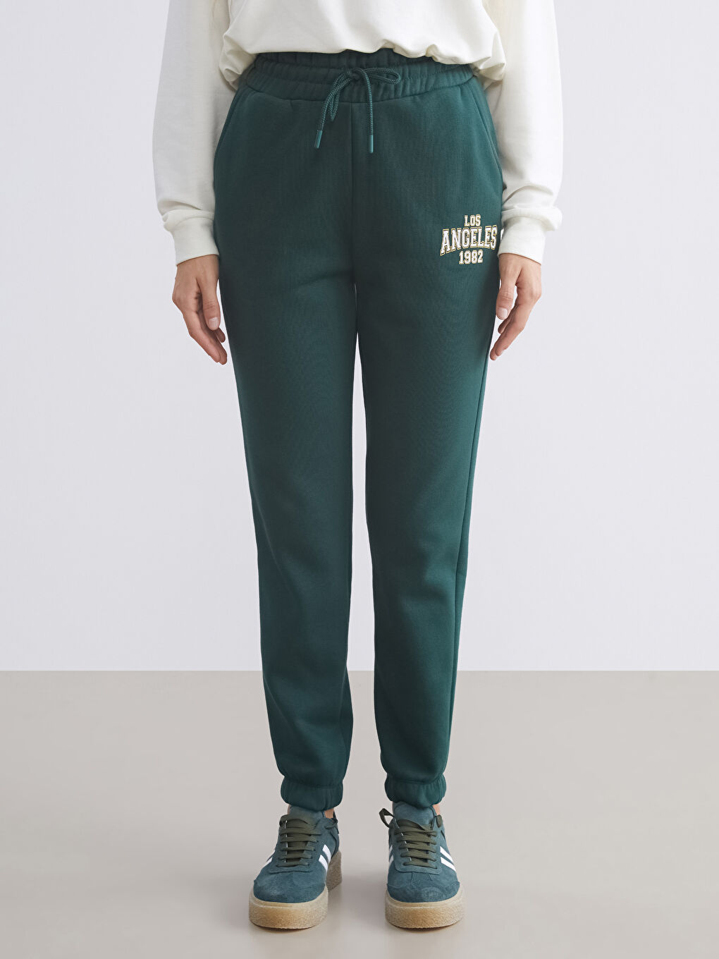 Yeşil Los Angeles Baskılı Kadın Jogger Eşofman Altı-1