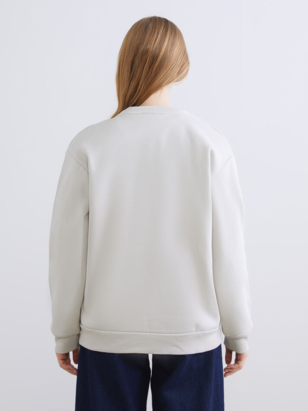 Kahverengi Los Angeles Baskılı Oversize Kadın Kalın Sweatshirt-3