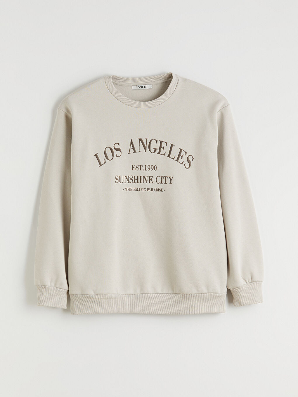 Kahverengi Los Angeles Baskılı Oversize Kadın Kalın Sweatshirt-4